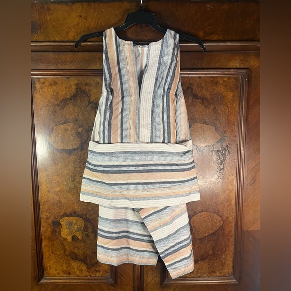 Rosetta Getty- Apron Wrap Halter Jacquard Stripe Sleeveless Tunic. Size 0 - Picture 3 of 9